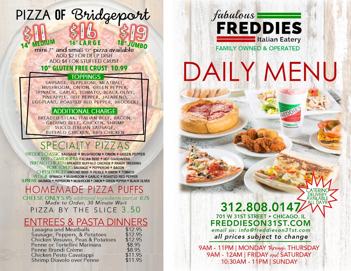 Fabulous Freddies Italian Eatery Menu - Image 3