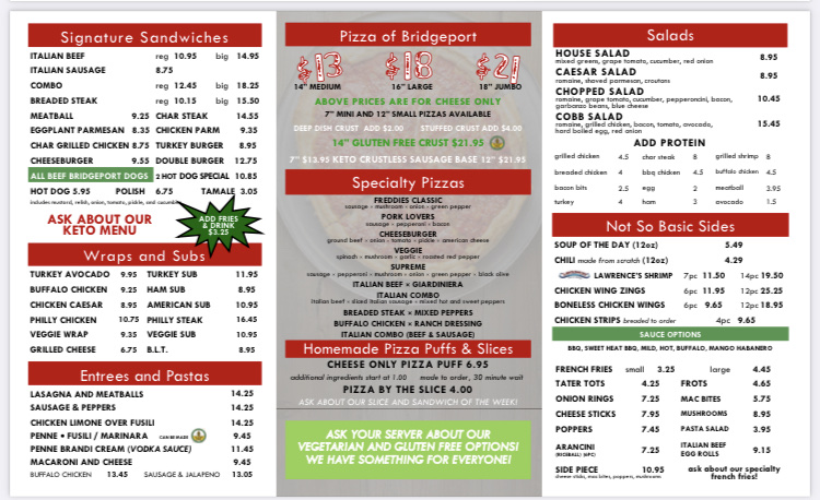 Fabulous Freddies Italian Eatery Menu - Image 5
